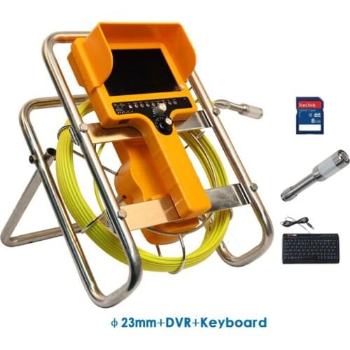 7“ ”Monitor 23mm 512hz Transmitter Built-in DVR Sewer Pipe Wall Inspection Camera With Keyboard Fireproof Plastic Box Shelf