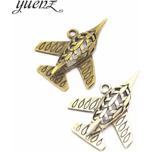 YuenZ 5pcs Antique silver color Metal alloy aircraft Charms Pendants Necklace Beads for DIY Big Hole Beads Bracelets Charms J120