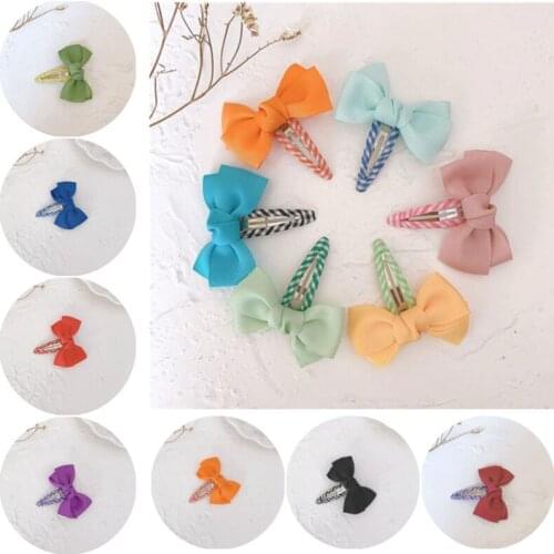 5pcs/lot Cute Candy Color Bowknot Hair Clips for Girls Handmade Hair Bows BB Clip Barrettes Hairpins Fashion Hair Accessories