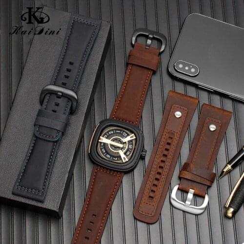 Leather watch band P1P2BQ1Q3V1/01 Suede Brown M2m1 / 01 male 28mm Soft buffed cowhide 28mm watch strap Handmade 4 Color sport