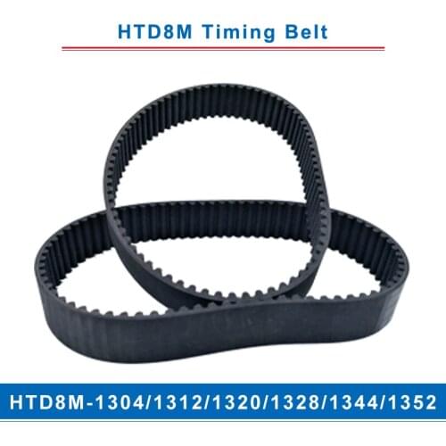 Timing belt HTD8M-1304/1312/1320/1328/1344/1352 teeth pitch 8mm circular teeth belt width 20/25/30/40mm for 8M timing pulley