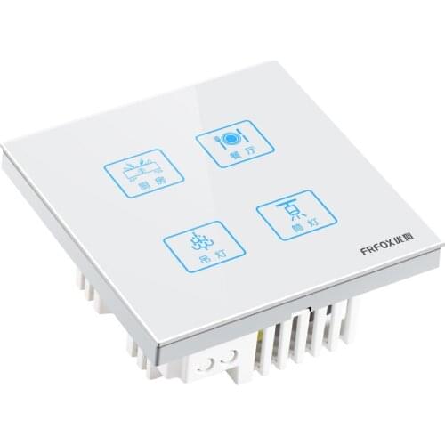1pcs C8 intelligent touch switch glass panel four open single control 4 open touch screen Yuba switch free lettering