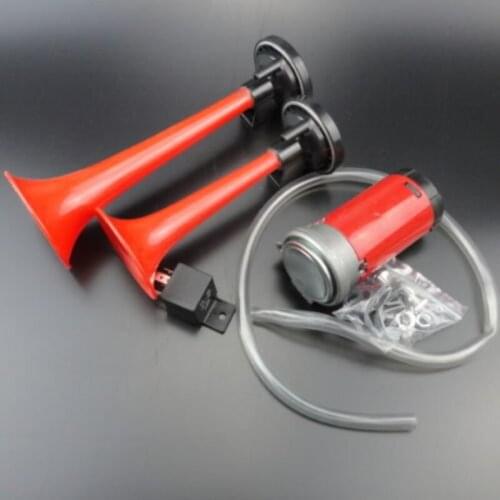 DC12V 110db Loud Red Dual Trumpet Air Horn Compressor Relay Kit for Car Truck