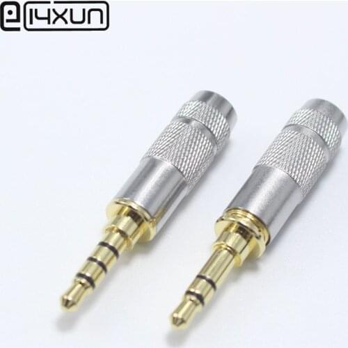 2pcs Gold Plated 3.5mm Stereo 3 / 4 Pole Repair Headphone Jack Plug Cable Audio Solder Connectors