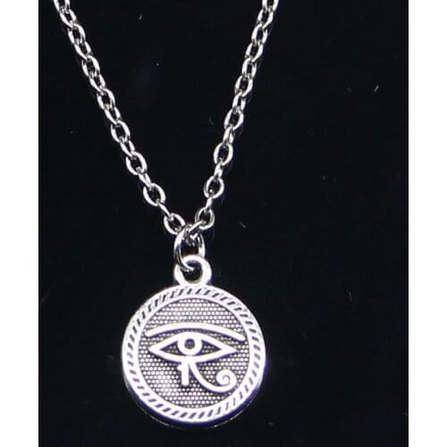 20pcs New Fashion Necklace 15mm Eye of Horus Pendants Short Long Women Men Colar Gift Jewelry Choker