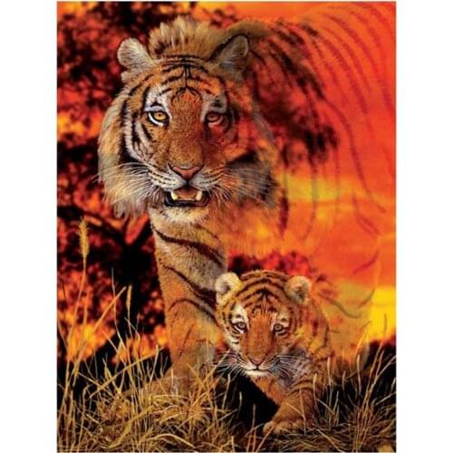 5D Diy Full Square Round Animals Tiger Diamond Painting Embroidery Mosaic Picture Rhinestones Pictures Home Decoration FC500