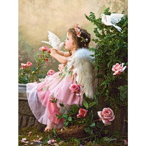 Diamond Embroidery Fairy Little Girl Portrait Handmade Diamond Painting Embroidery Mosaic Cross Embroidery Home Decoration