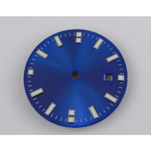 BLIGER 31.5mm Blue Dial Watch Face Date Window Watch Dial Fit For GMT Automatic Movement Mens Watch Dial