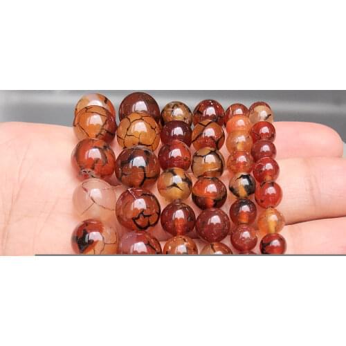 6/8/10/12/14mm Natural Stone Beads Coffee Crackle Onyx Round Beads For Jewelry Making Diy Bracelet Necklace 15inches(F00600)