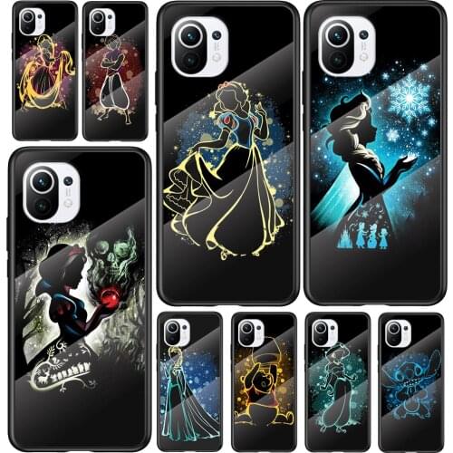 Tempered Glass Cover Disney Princess For Xiaomi Mi 11 11i 10T 10 CC9E CC9 9T Note 10 Ultra Pro Lite Phone Case