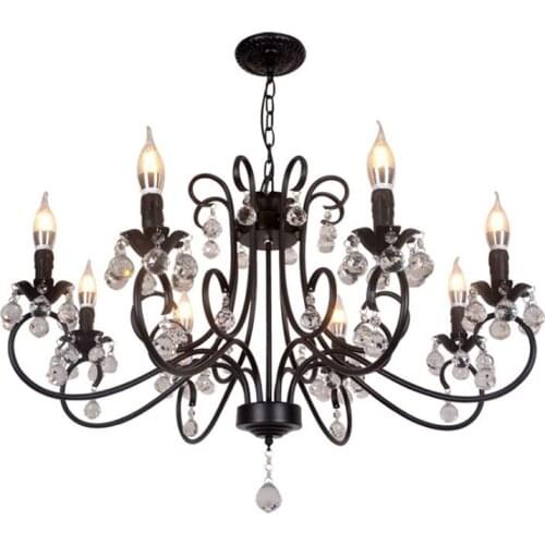 Black Iron Candle Chandelier Retro Industrial Loft Restaurant Bar Lighting Decoration Clothing Store Vintage Chandelier Lamps