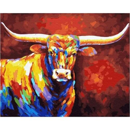 FQYL Paint By Numbers Art Oil Painting Colorful Cow Living Room Bedroom Home Decoration Wall Decoration