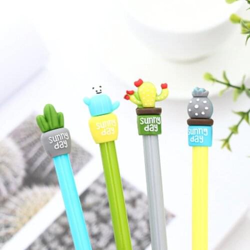 Cactus Gel Pen Cute Stationary Plant Modeling 0.5mm Gel Pens Student Signature Black Pen Kawaii School Supplies Cute Pens