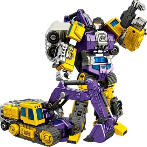 New 6 IN 1 NBK KO Transformation Toys Kid Devastator Yellow Green Crystal Action Figures Robot Excavator Crane Bulldozer Model