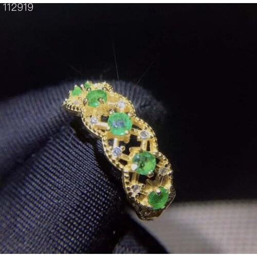 Natural emerald Ring fashionable gem quality 925 silver 3mm