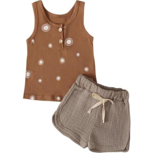 Summer Boys Girls Set Cotton Vest + Shorts 2pcs Casual Kids Suits Clothes