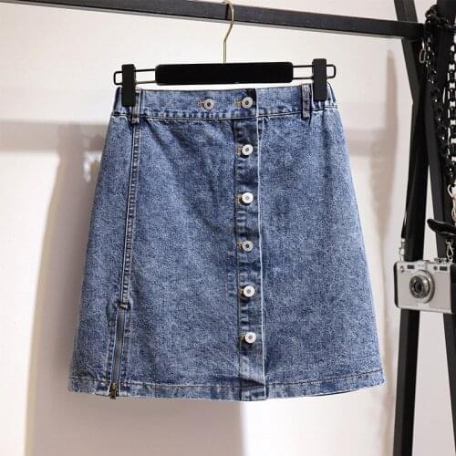 Women Denim Mini Skirt Fashion Summer High Waist Blue Skirt Blue Package Hip Jeans Plus Size Cotton Casual A-Line Short Skirt 45