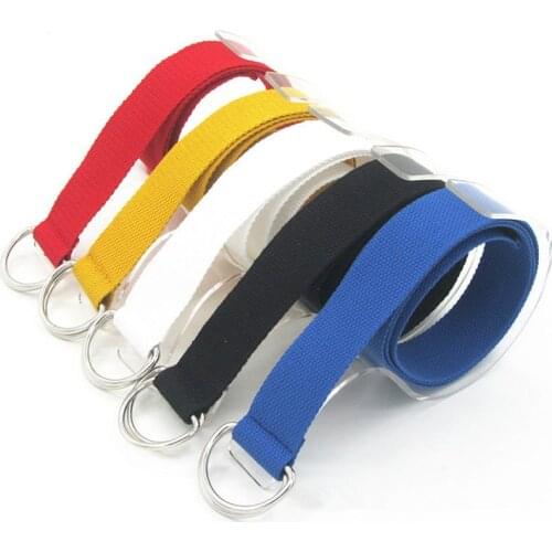 Fashion Casual Unisex Nylon Canvas Fabric Belt Strap D Ring Buckle Waist Band Solid Color Long Cloth Dress Knitted Waistband