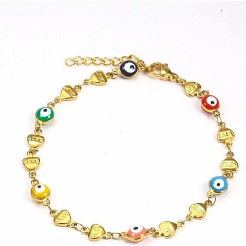 MxGxFam ( 20 cm ) Titanium Steel Oil Drip Mulitcolor Evil Eyes Bracelets Jewelry For Women Fashion Jewelry No Fade