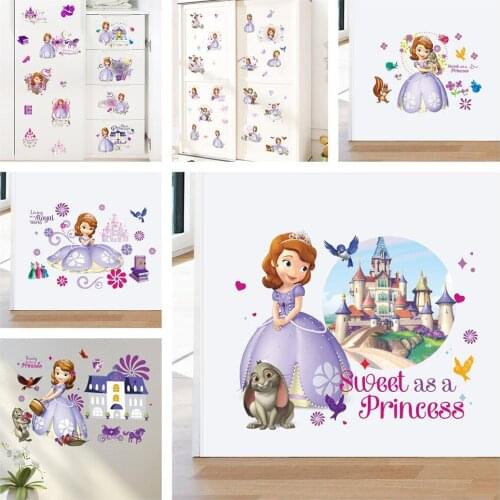 Disney Sofia Princess Castel Flower Cartoon Wall Stickers For Kids Room Living Room Children Bedroom Nursery Home Decor Poster