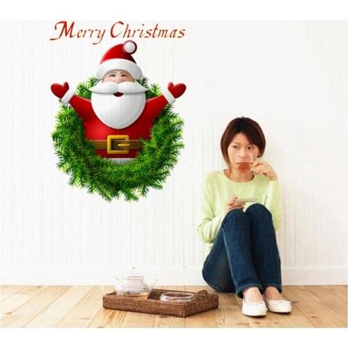 Santa Claus Wall Stickers Decoration Merry Christmas Alphabet Sticker Window Wall Background Sticker Removable Wall Decals Decor