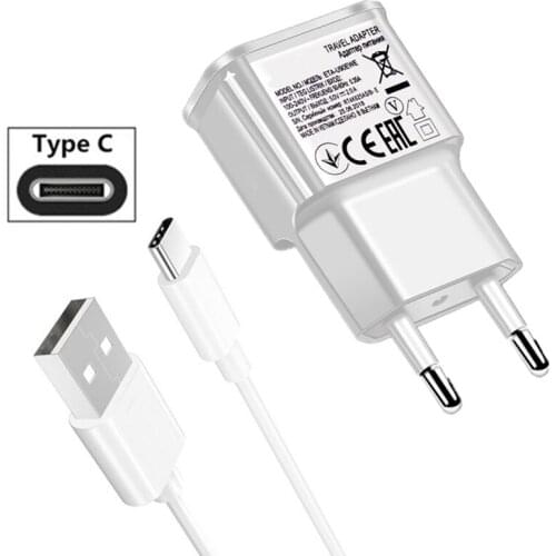 US EU Plug wall charger Type C USB charging cable for Samsung galaxy a7 2017 s8 s10 plus s10e a8 a9 2018 A30 M20 M30 A40 A70 A50