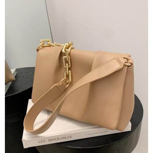 Solid color Square Underarm bag 2021 Fashion New High-quality PU Leather Womens Designer Handbag Pleated Shoulder Messenger Bag