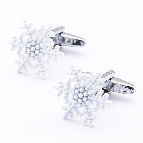 WholeSale 10Pairs/lot White snowflake Christmas gift cufflinks Plating Copper Brass High Quality Cuff links