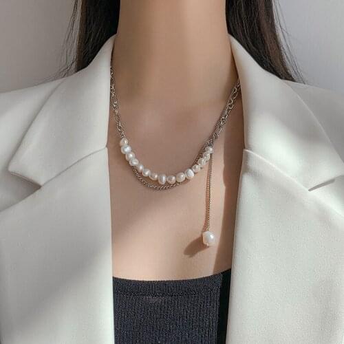 Huge Bud Natural Freshwater Pearl Necklace Retro Baroque Pearl Chain Choker Simple Clavicle Party Accessories Fashion Jewelry