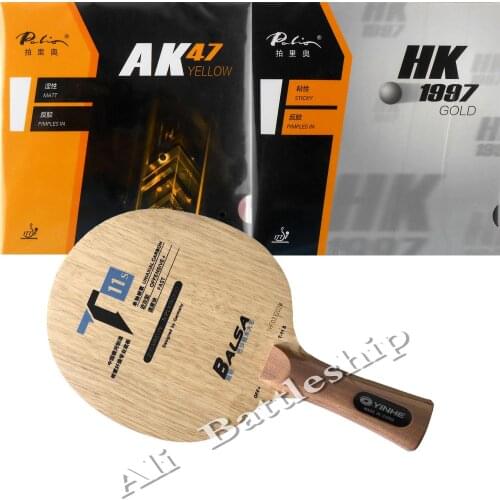 Pro Table Tennis Combo Racket Yinhe T11S Blade with Palio AK47 YELLOW and HK1997 GOLD Matt Rubbers Shakehand long handle FL