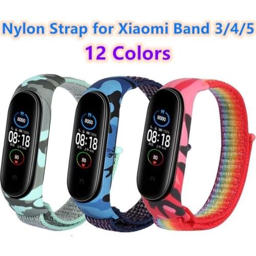 Camouflage Nylon Strap For Xiaomi Mi Band 5 4 3 Sports Bracelet Breathable Wrist Strap Silicone Case Watch Strap for Xiaomi 5