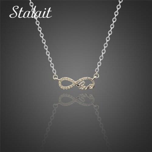 Romantic Infinity Love Pendant Necklace Cross Gold Rhinestone Heart Charm Necklaces Fashion Gift For Girlfriend Accessories