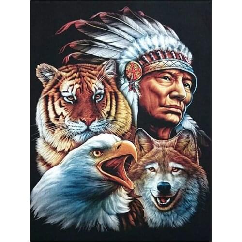 Diy 5d Full Diamond Embroidery Characters Diamond Painting Indians And Eagles Cross Stitch Handmade Furniture Hobby Gifts