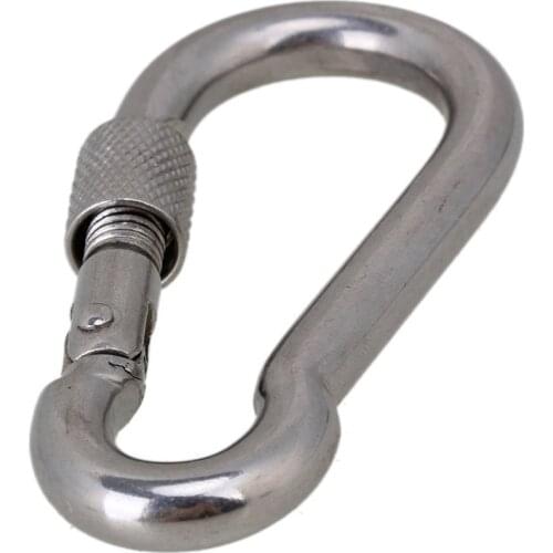 Silver M8 80mm Heavy Duty 304 Stainless Steel Quick Link Chain Carabiner Rope Cable Connector