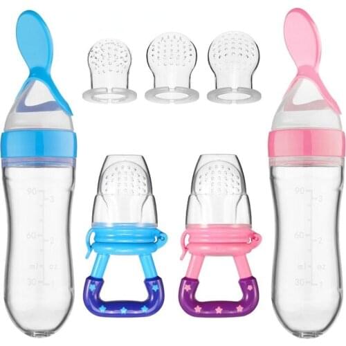 Nipple Toddler Baby Silicone Rice Cereal Bottle Squeeze Spoon Feeder Feeding Accessories Utensils For Newborn Cutlery Bottle
