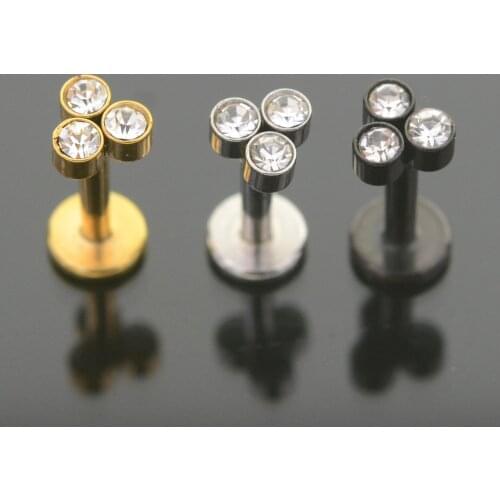 Starose 2Pcs 1.2x6/8mm Crystal Helix Piercing Bar Tragus Ear Stud Earrings Conch Piercing Nose Piercing Labret Lip Ring Jewelry