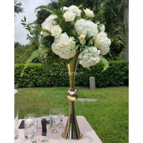 Wedding decoration table centerpiece vases metal flower vase gold silver trumpet vase anniversary ceremony party decor supplies