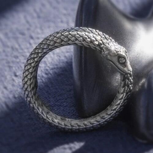 Solid 999 Sterling Silver Men Women handmade snake ring rings jewelry gift A4547