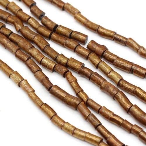 High Quality Natural Gold Dyed Coral Cylindrical Beads DIY Bracelet Pendant Spacer Beads Jewelry