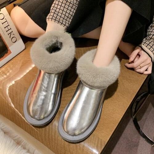 Womens Waterproof Snow Boots Winter Thicken Plush Warm Ankle Boots Woman Comfortable Flat Cotton Shoes Zapatos De Mujer