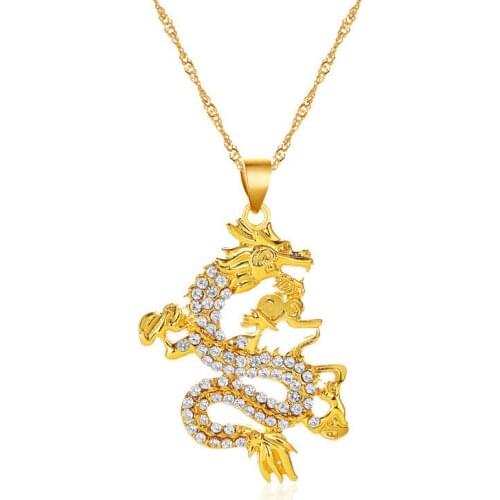 Women Fashion Gold Color Dragon Pendant Necklace Men Women Sweater Chain Necklace Party Jewelry Gifts