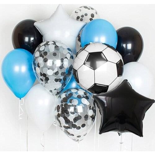 1set Soccer Football Balloons Black White Latex Confetti Balloon Birthday Party Childrens Day Bar Ktv Decoration Party Supplies