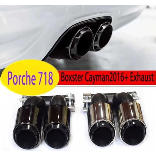 1 PCS Car Exhaust Tip For 2016+ Porsche 718 Boxster Cayman Muffler Tip Stainless Steel Exhaust Pipe Black Tailpipe Nozzle