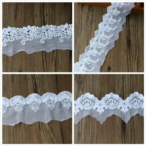 2YARD Quality 7cm small sapling gauze embroidery lace DIY handmade accessories hot saleS65