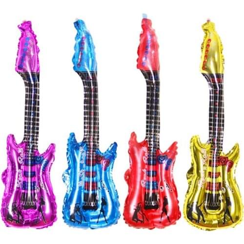 20pcs /lot Guitar Design Cartoon Balloon Inflatable Helium Balloons Cheer Stick Clapper Children Clssit Toys