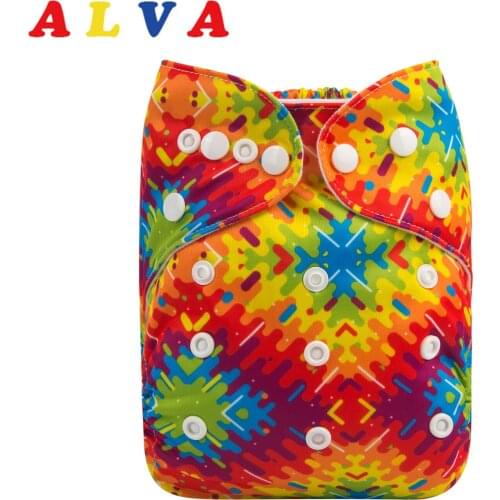 2020 ALVABABY Cloth Diaper New Printed Nappy for Babies with Microfiber Insert