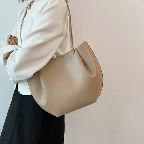 2021 Casual Women Shoulder Bag Large Capacity Shopping Bags Female Soft PU Leather Handbag Solid Soft Travel Korean Tote Bags