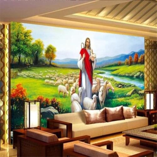 Beibehang Custom wallpaper 3d mural Christian Jesus oil painting background wall decoration painting living room 3d wallpaper