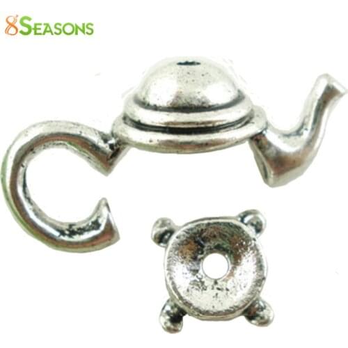 8SEASONS Hot Sale Jewelry Components 10 Sets Silver Color/Golden Color Teapot Bead Caps Jewelry Findings 21x9mm 7x3mm