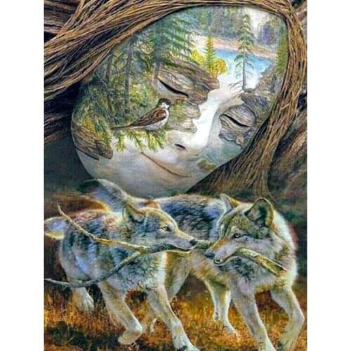 5d diamond painting wolf abstract woman landscape full square drill diamond mosaic handicraft 3d round diamond embroidery new